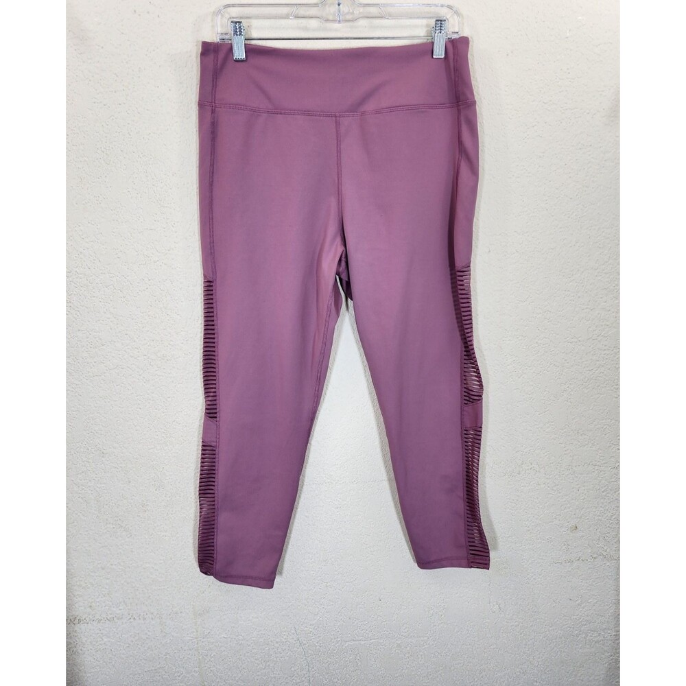 Walkpop Leggings XL Mauve Pink Mesh Side Cutout Capri High Rise Activewear Gym